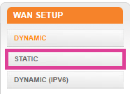 Interface WAN setup - 'Static'