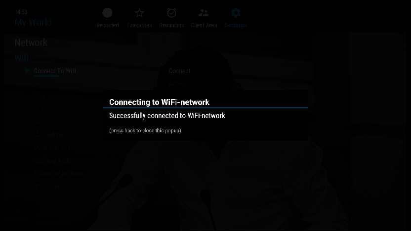 NexTv - Connecting to WiFi network