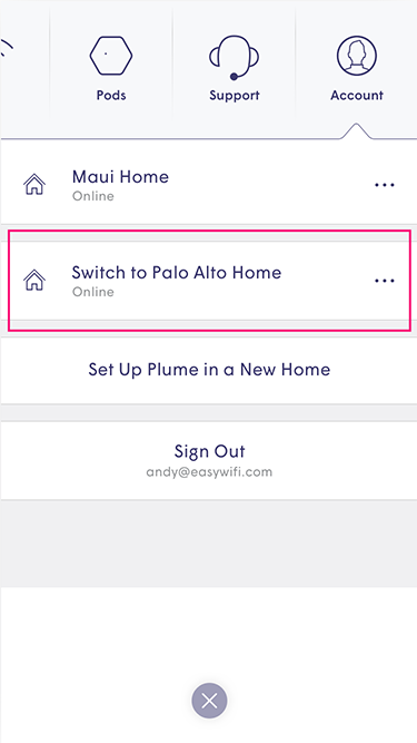 Plume App - Switching network