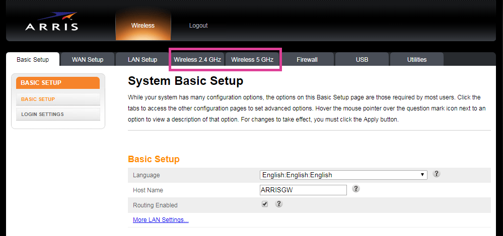 User interface - system basic setup 