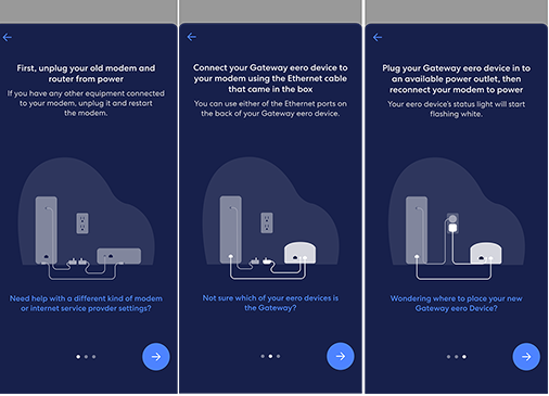 Step by step diagram on how to connect your eero gateaway