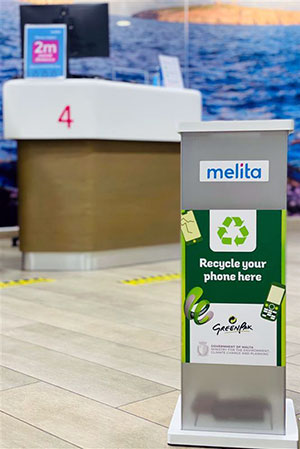 Melita customers who deposit an old device in the containers available in all its outlets until closing time on Saturday 16th October will receive a €5 discount off their next bill for their home services or mobile contract